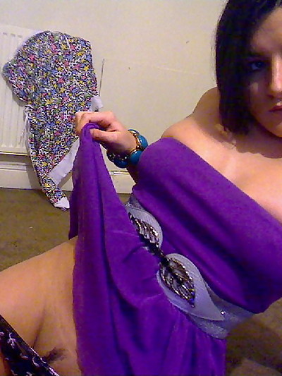 Ginas perfect nipples are visable through her purple sheer top