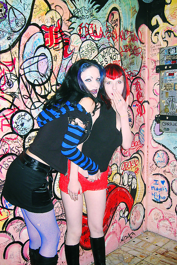 Scar and Szandora Gothic girls caught in the club bathroom