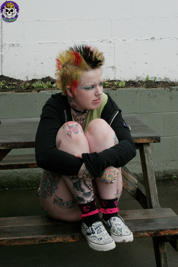 Rachel Face Hot tattooed punk babe by gravestone